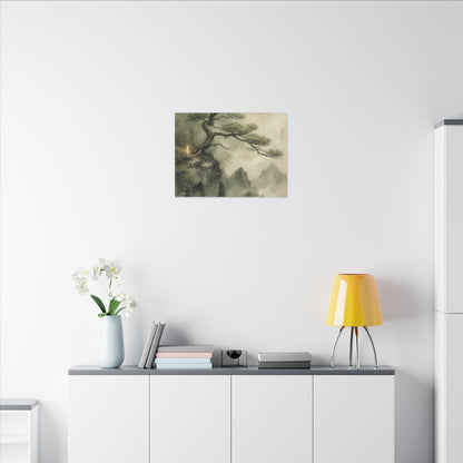 Candlelight Pine Tree Canvas Art - Japandi Kanso