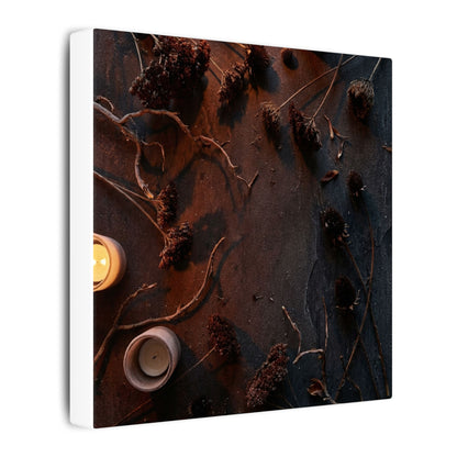 Dried Flowers Canvas Art | Winter Dark Japandi Moody Minimal Art