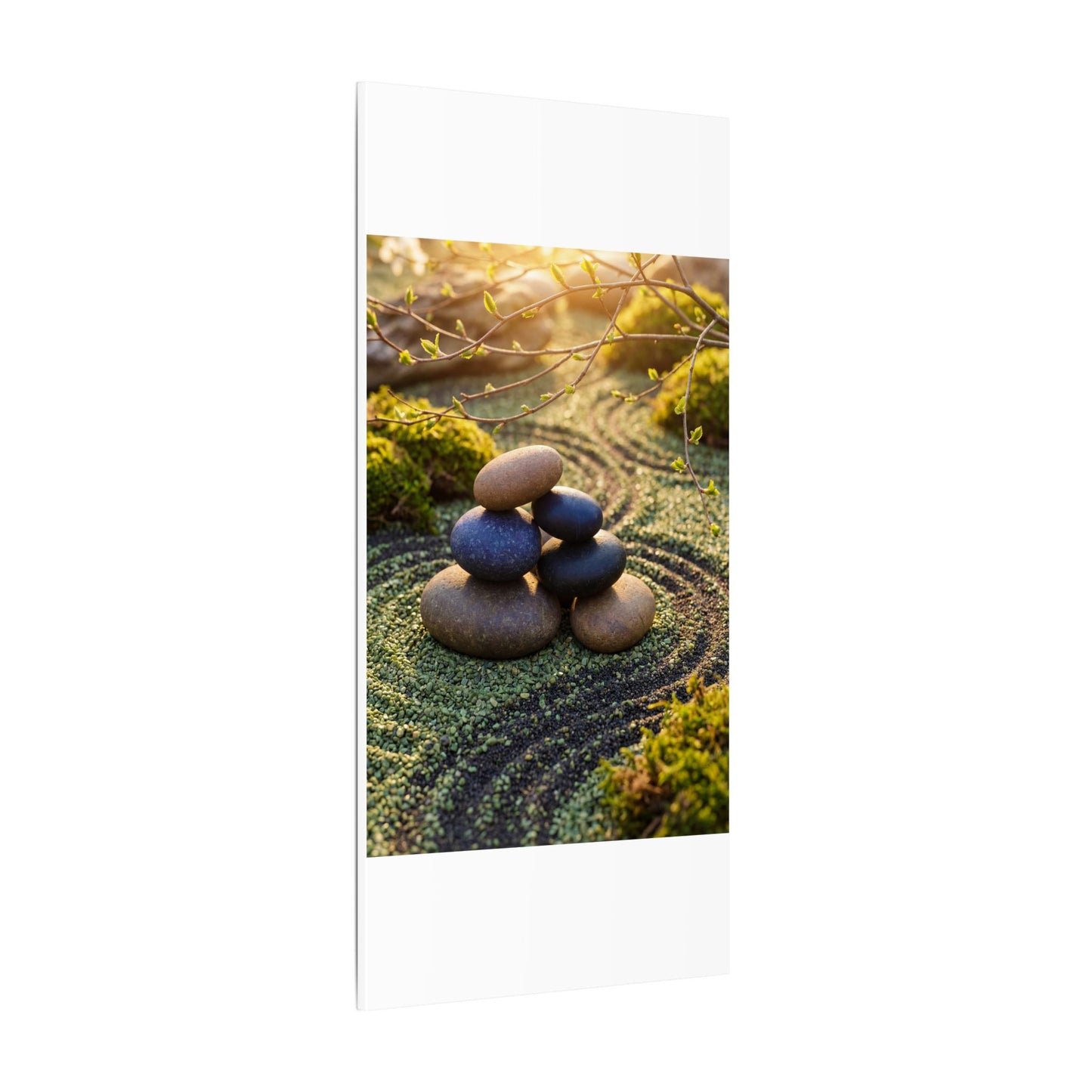 Zen River Stones in Golden Hour | Karesansui Canvas Art