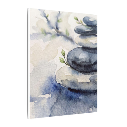 River Stones Watercolor Canvas Art | Cozy Japandi Art