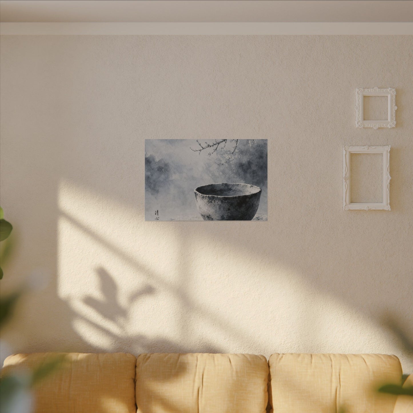 Seijaku Ceramic Bowl Canvas Art - Zen Sumi E