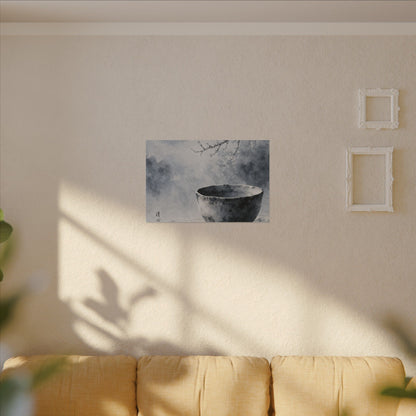 Seijaku Ceramic Bowl Canvas Art - Zen Sumi E