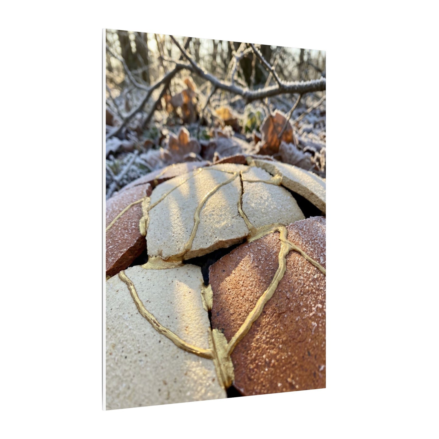 Broken Pottery Crackle Gold Canvas Art | Healing Kintsugi Art