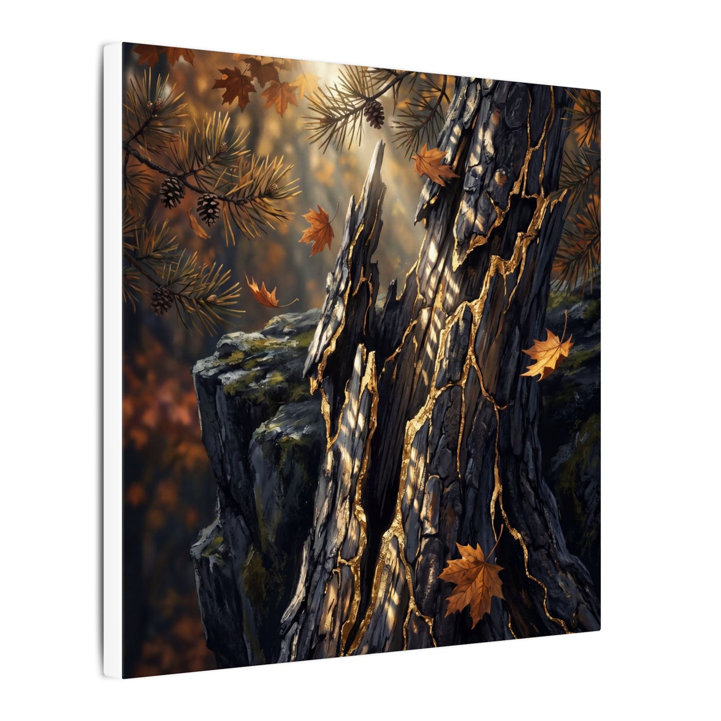 Pine Tree Autumn Canvas Art | Kintsugi Beautiful Design