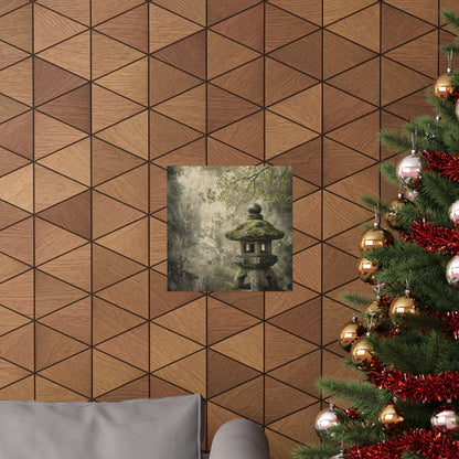 Stone Lantern Texture Wall Art Print | Neutral Japandi Art