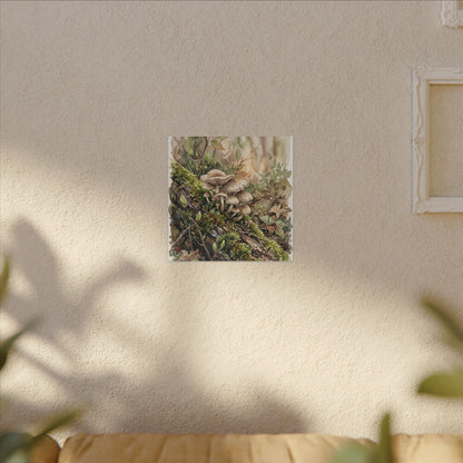 Wild Mushrooms Canvas Art | Spring Japandi Watercolor Art