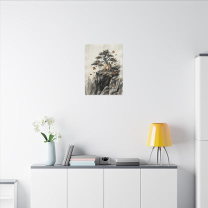 Pine Tree Autumn Canvas Art | Japandi Earthy Design