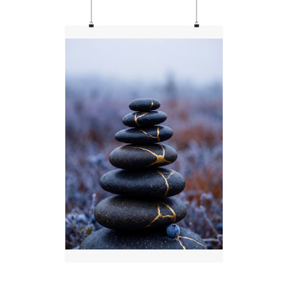 Kintsugi River Stones in Overcast | Broken Beauty Wall Art Print Art Print