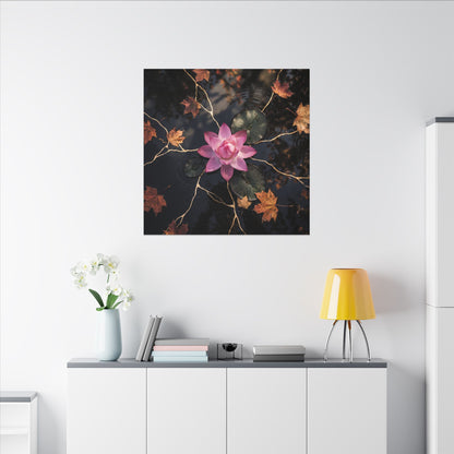 Ma Lotus Flower Canvas Art - Kintsugi Gold Vein