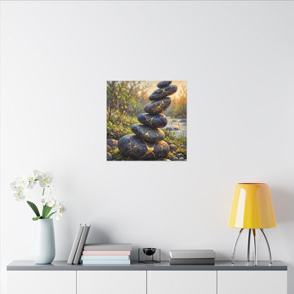Spring River Stones Gold Repair Canvas Art | Healing Decor