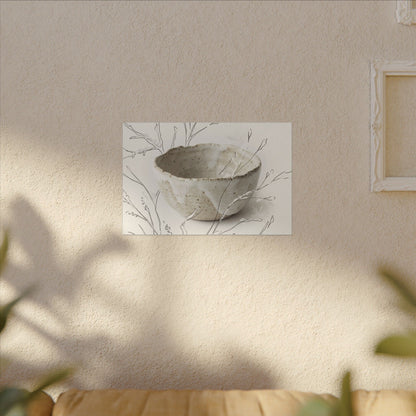 Neutral Ceramic Bowl Canvas Art - Minimal Line Japandi
