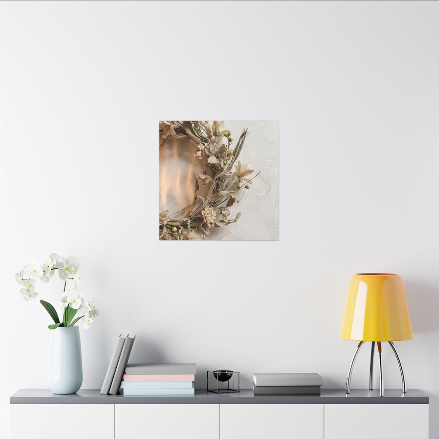 Dried Flowers Japanese Pattern Canvas Art | Neutral Japandi Art
