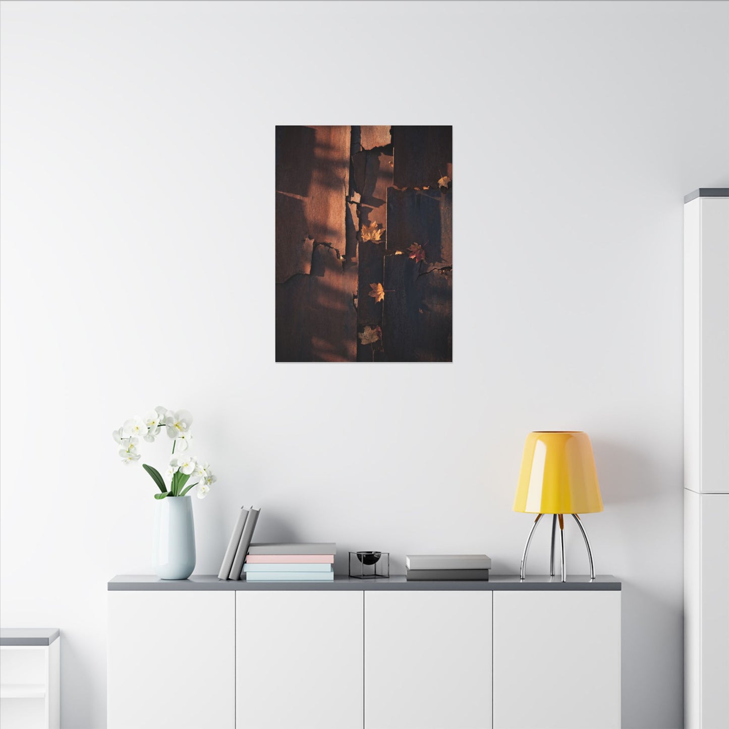 Seijaku Rust Patina Canvas Art - Dark Japandi Shadow Zen