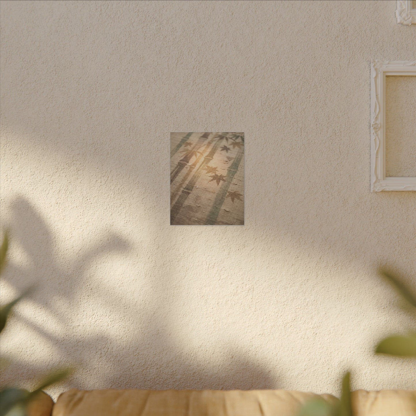 Autumn Bamboo Grove Japanese Pattern Canvas Art | Neutral Decor