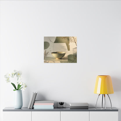 Warm Ceramic Bowl Canvas Art - Minimal Line Japandi