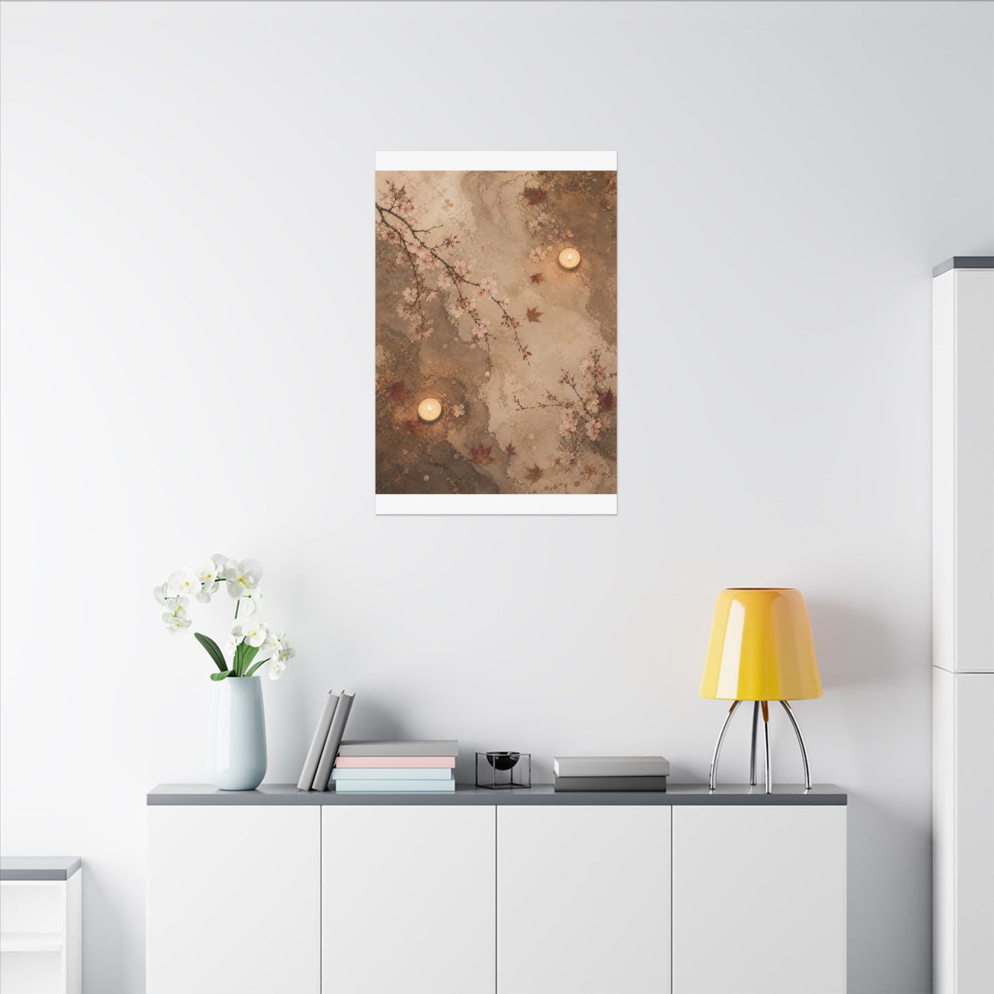 Cherry Blossom Canvas Art | Autumn Japandi Japanese Pattern Art