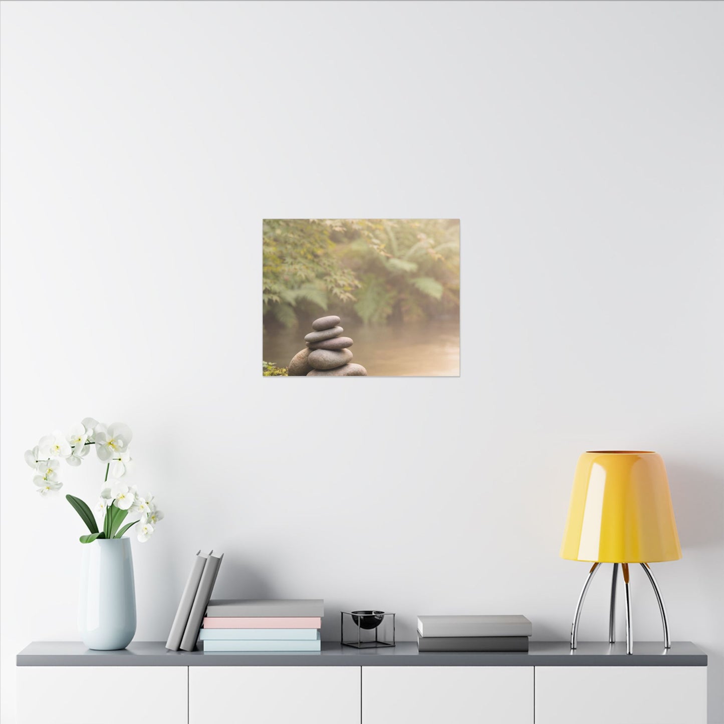 Cozy River Stones Canvas Art - Japanese Pattern Japandi