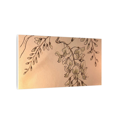 Japandi Wisteria in Candlelight | Minimal Line Canvas Art