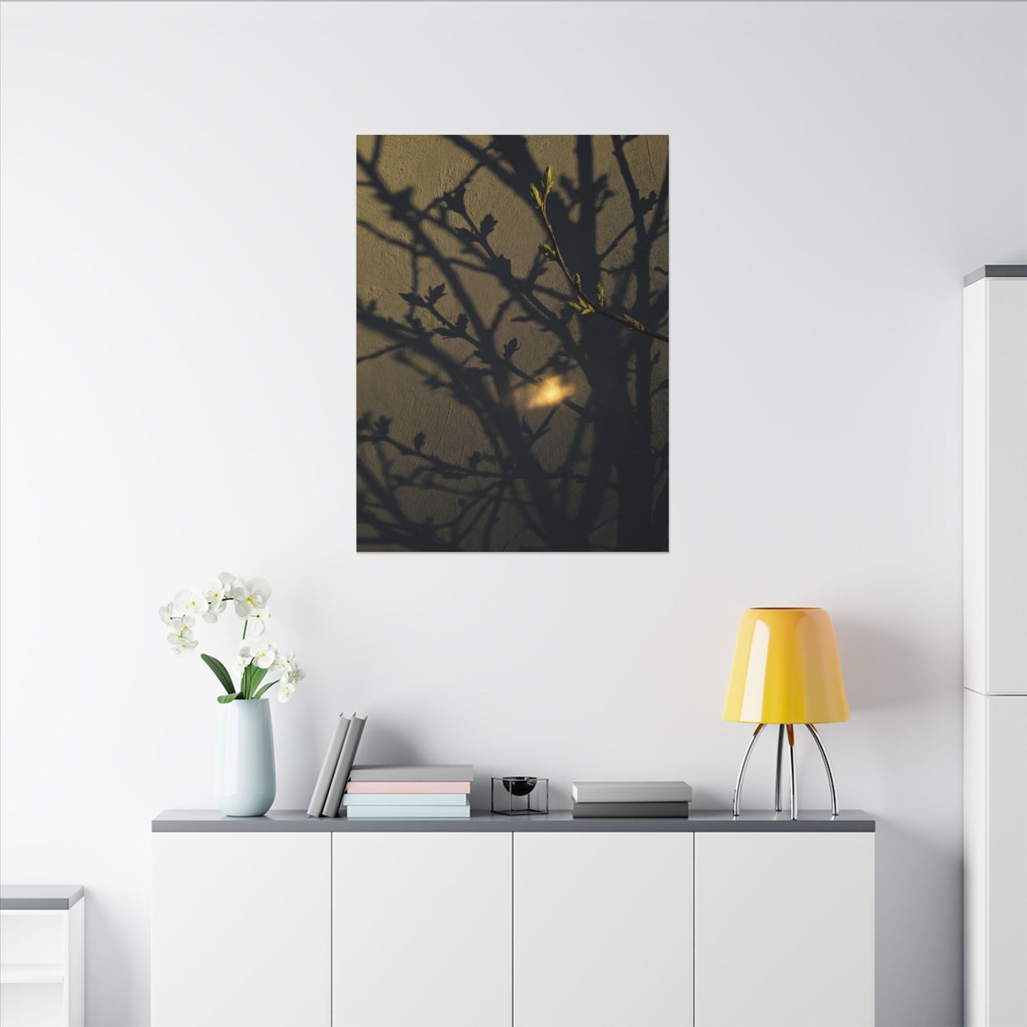 Bold Shadow Play Canvas Art - Moody Minimal Dark Japandi Art Print