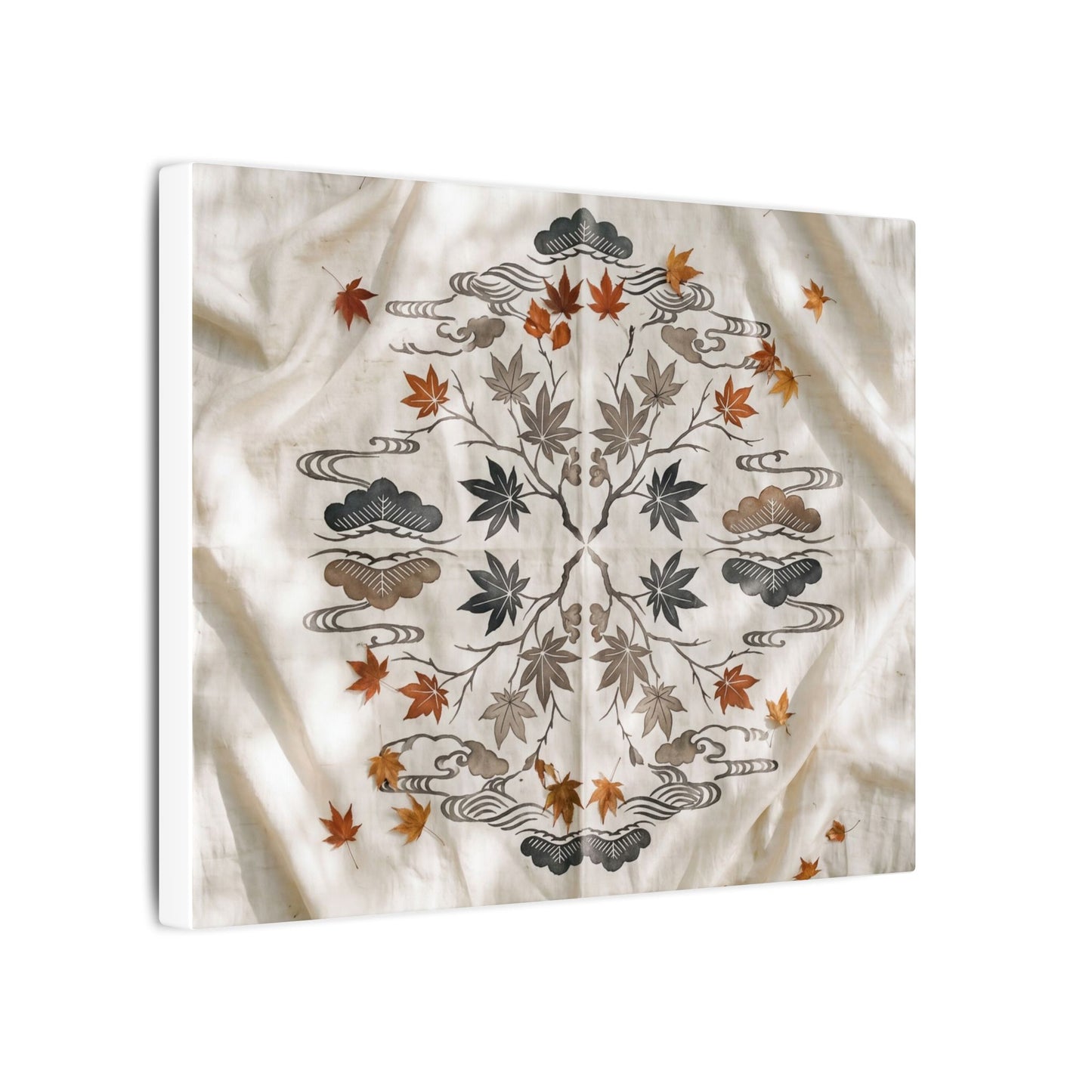 Elegant Silk Drape Canvas Art - Japanese Pattern Japandi
