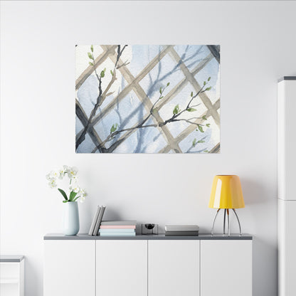 Shoji Screen Canvas Art | Spring Japandi Watercolor Art