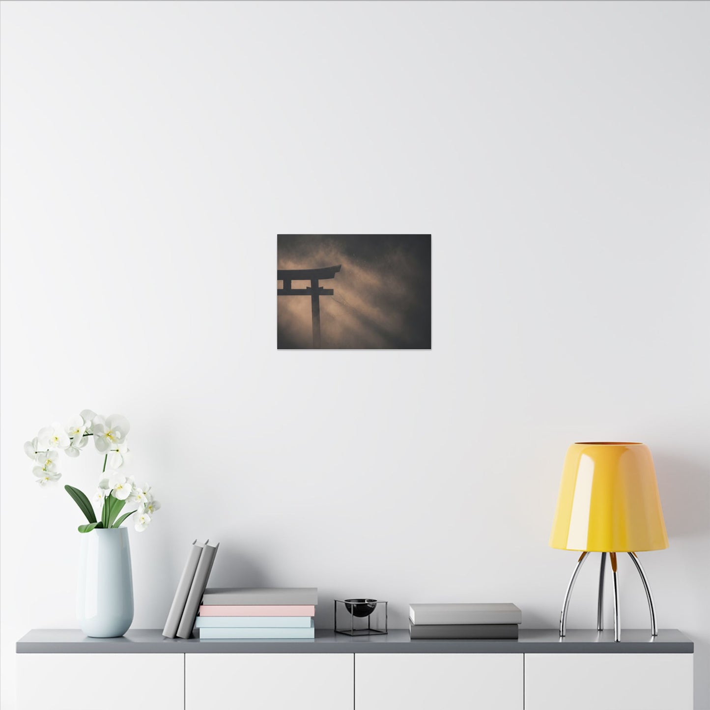 Torii Gate Shadow Zen Canvas Art | Bold Dark Japandi Art