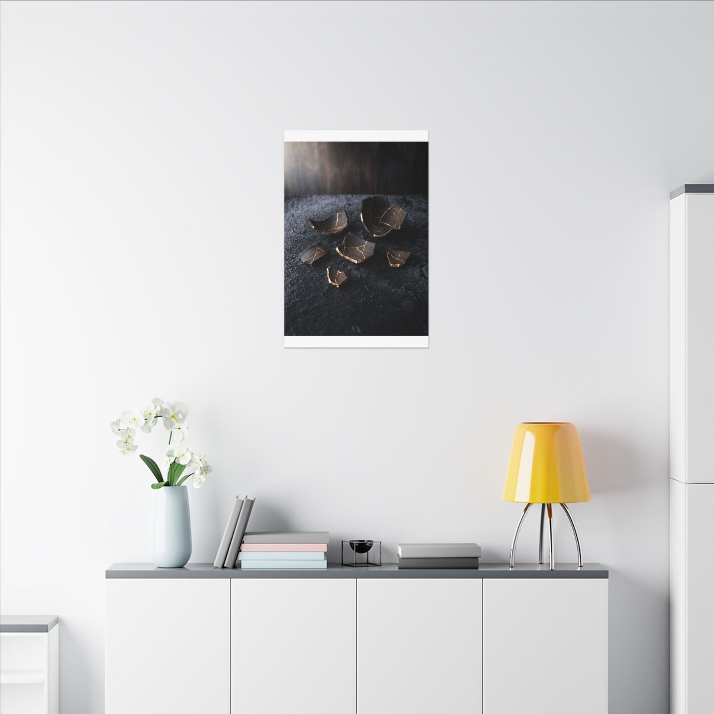 Winter Broken Pottery Shadow Zen Canvas Art | Bold Decor