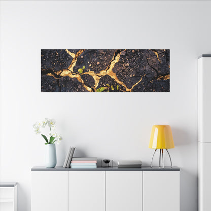 Spring Cracked Earth Crackle Gold Canvas Art | Healing Decor