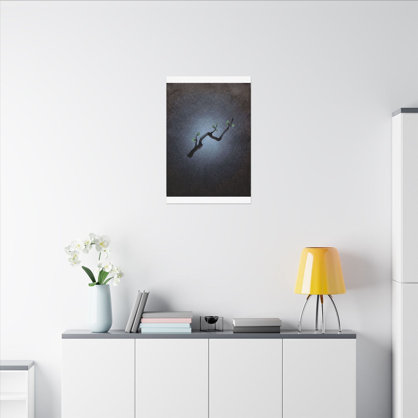 Ink Brushstroke Canvas Art | Spring Dark Japandi Moody Minimal Art
