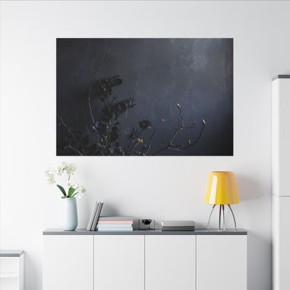 Dried Flowers Spring Canvas Art | Dark Japandi Moody Design