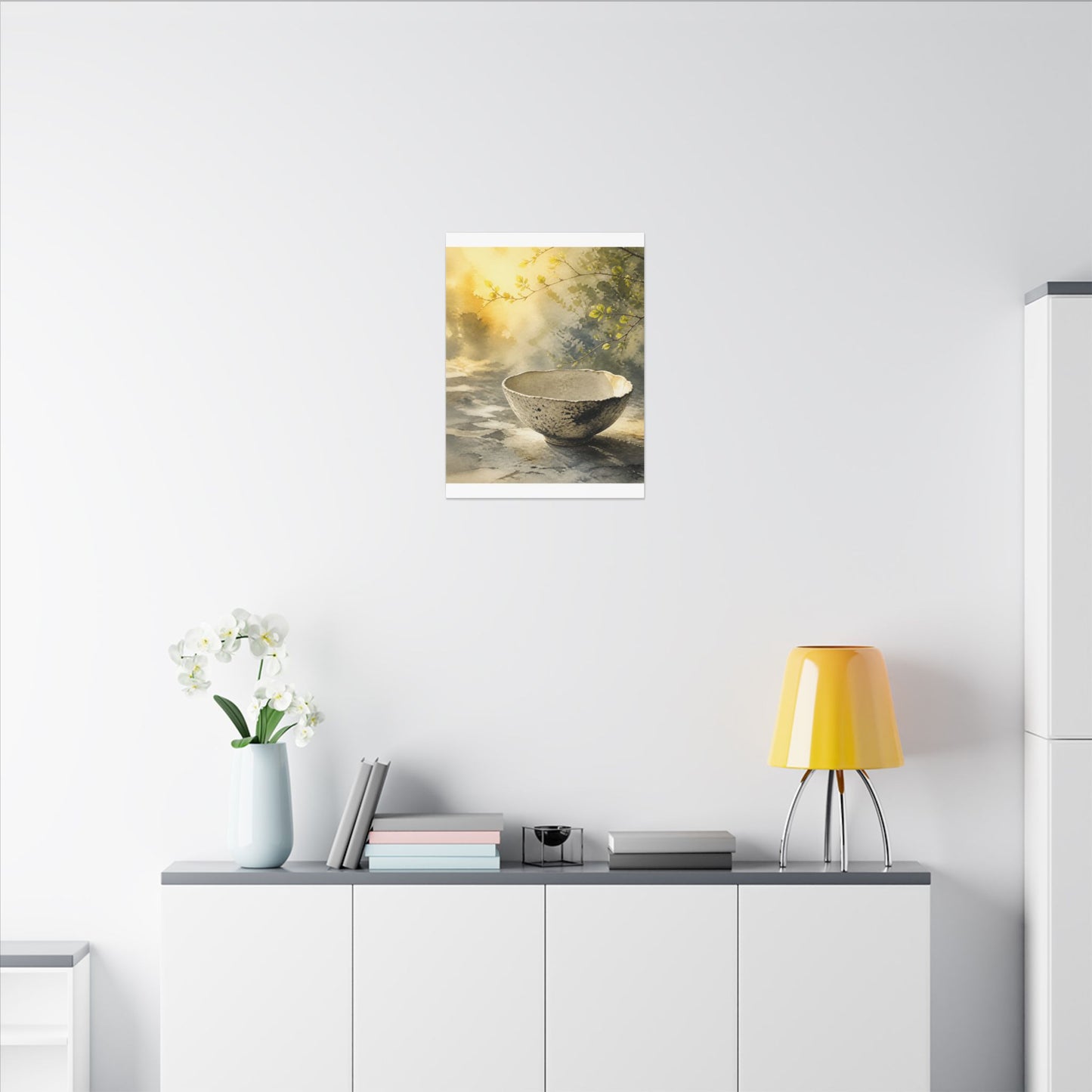 Cozy Ceramic Bowl Canvas Art - Watercolor Japandi