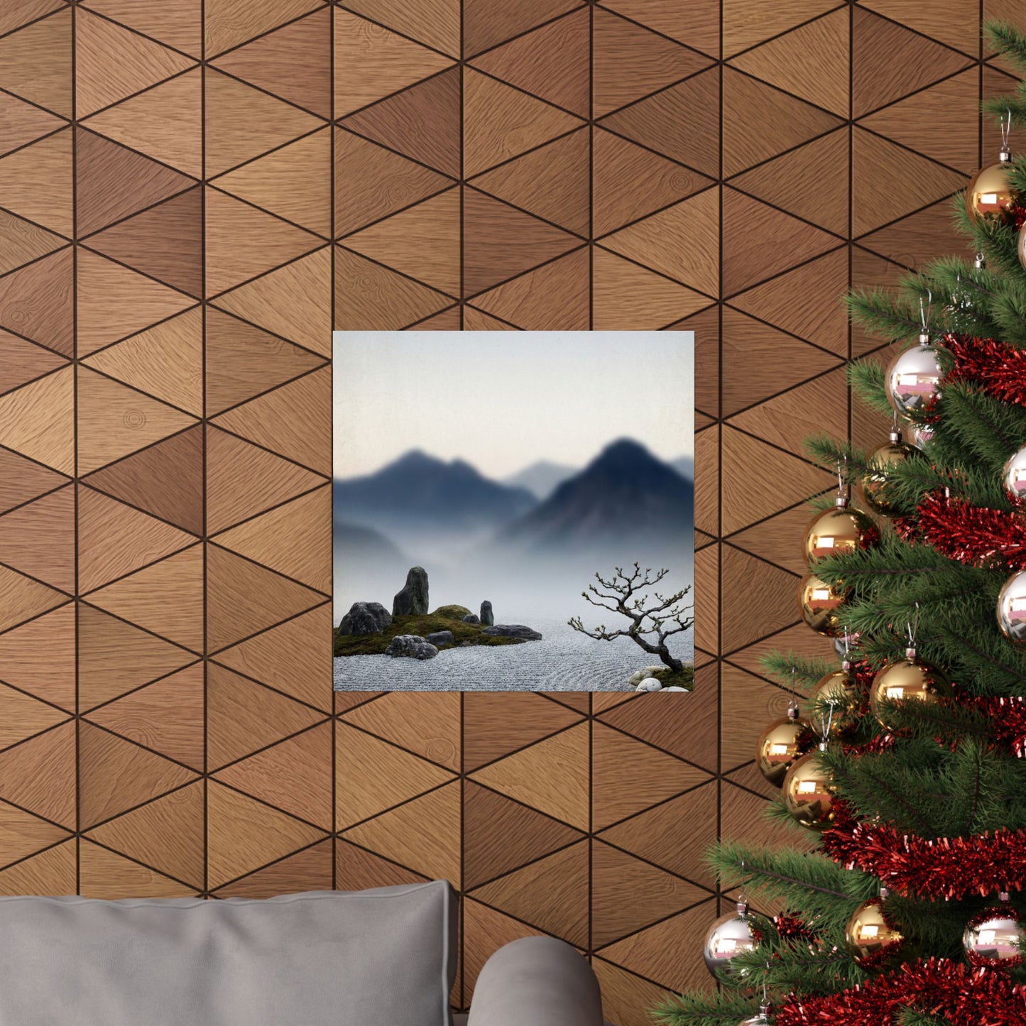 Dawn Mountain Mist Wall Art Print - Zen Shibui
