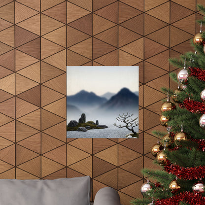 Dawn Mountain Mist Wall Art Print - Zen Shibui