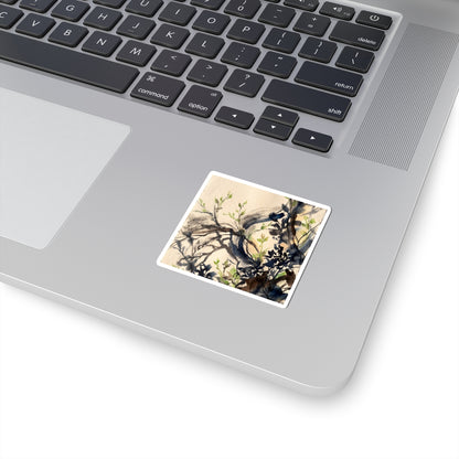Spring Shadow Play Charcoal Ink Sticker | Moody Decor