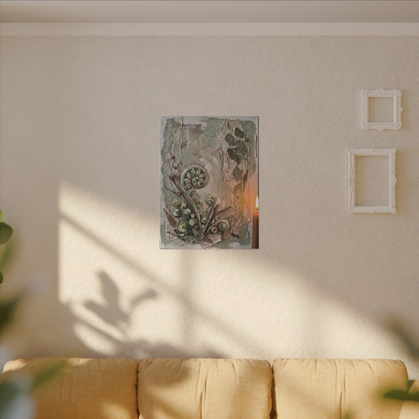 Datsuzoku Fern Unfurling Canvas Art - Japandi Texture
