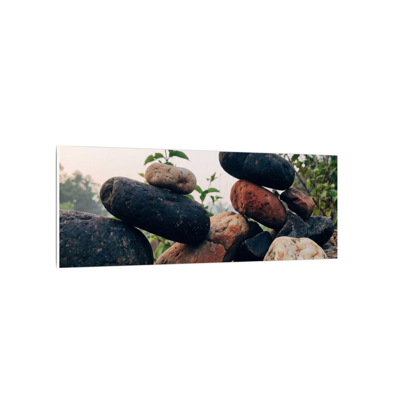 River Stones Canvas Art | Spring Kintsugi Broken Beauty Art