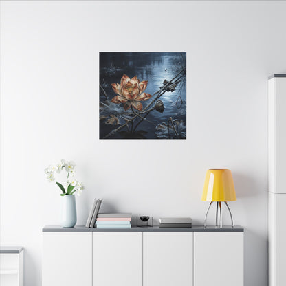 Winter Lotus Flower Broken Beauty Canvas Art | Healing Decor