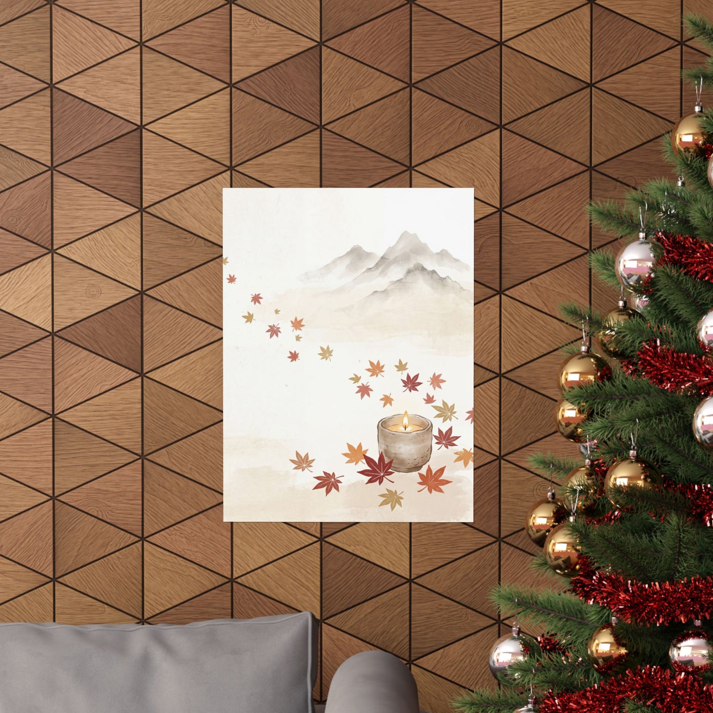 Mountain Mist Wall Art Print | Autumn Japandi Japanese Pattern Art