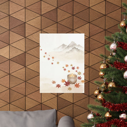 Mountain Mist Wall Art Print | Autumn Japandi Japanese Pattern Art