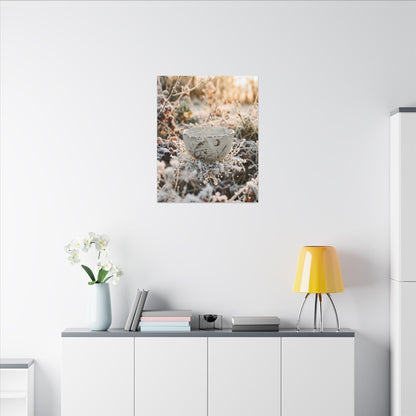 Japandi Ceramic Bowl in Golden Hour | Japanese Pattern Canvas Art