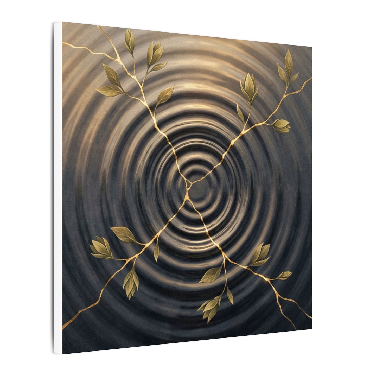 Kanso Water Ripple Canvas Art - Kintsugi Gold Vein