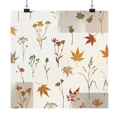 Warm Dried Flowers Wall Art Print - Japanese Pattern Japandi