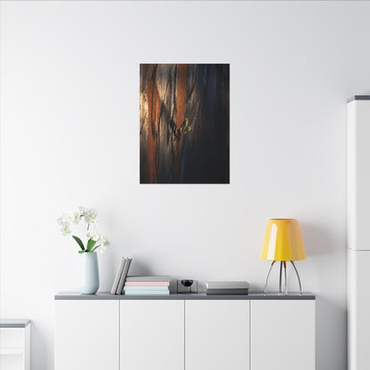 Rust Patina Charcoal Ink Canvas Art | Moody Dark Japandi Art