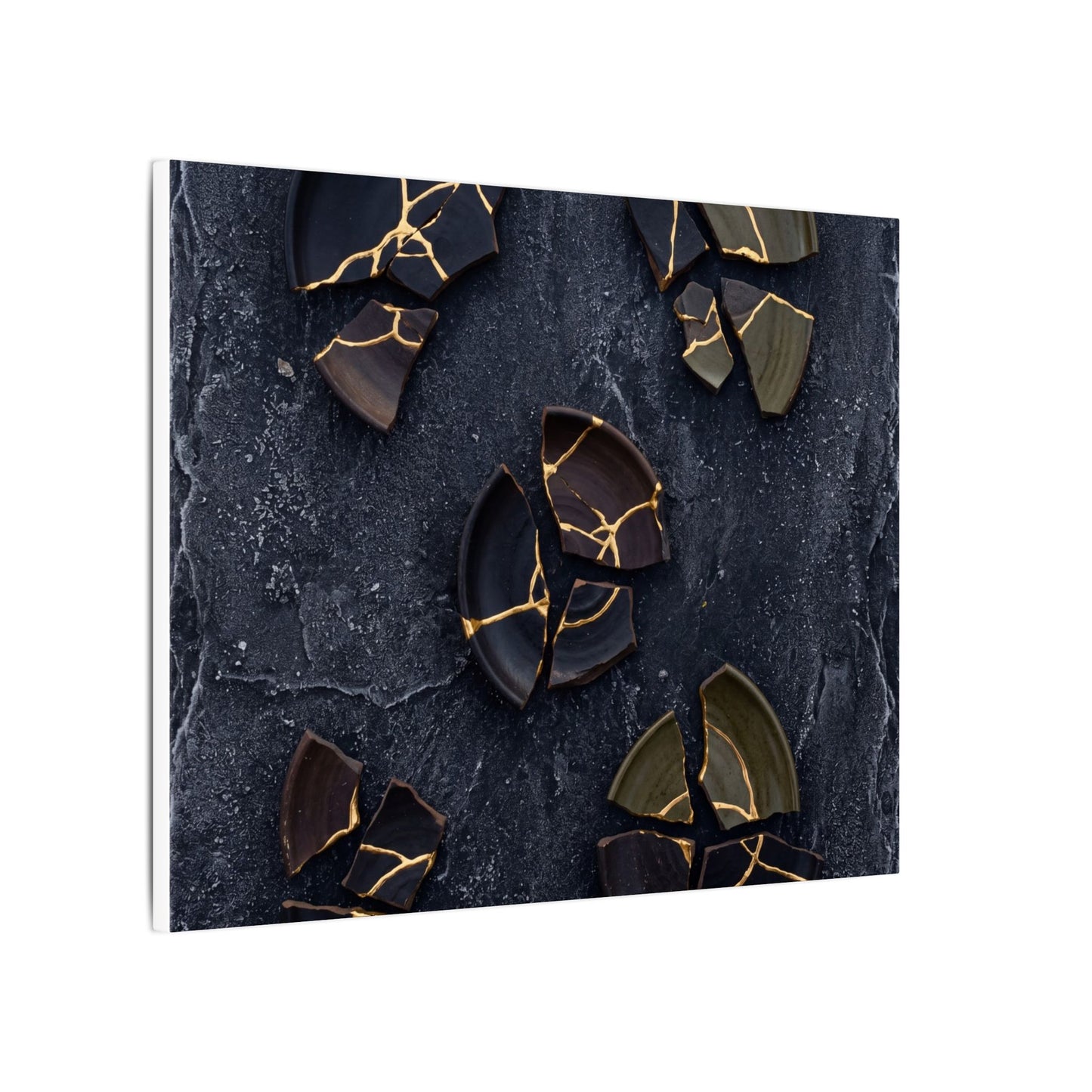Broken Pottery Canvas Art | Winter Dark Japandi Shadow Zen Art