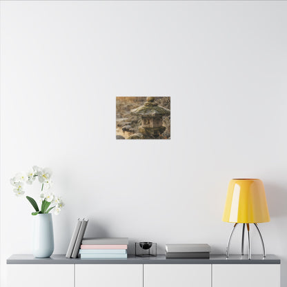 Winter Stone Lantern Watercolor Canvas Art | Earthy Decor