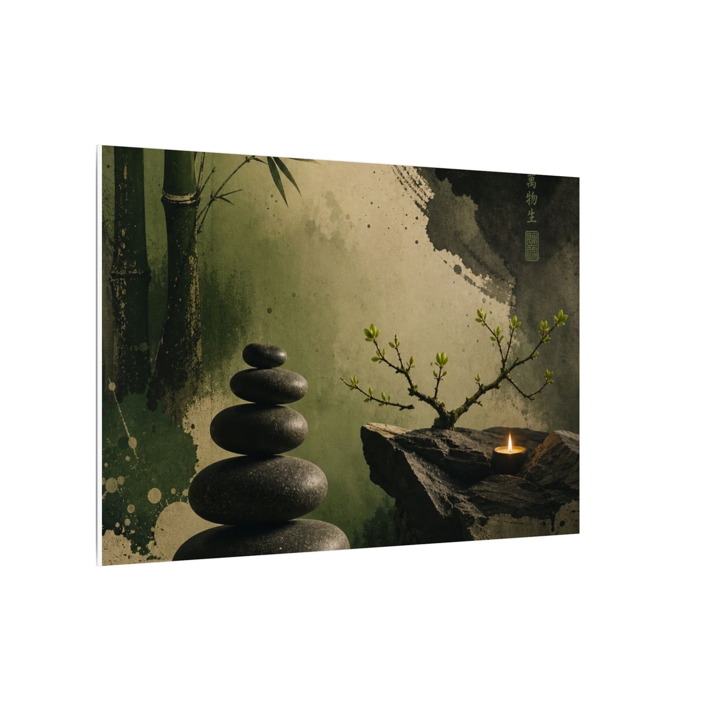 River Stones Spring Canvas Art | Zen Contemplative Design