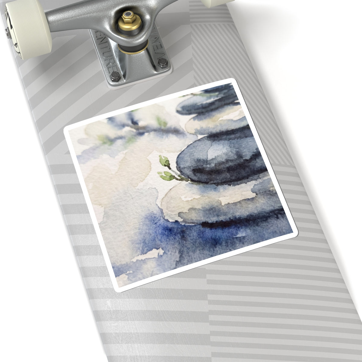 Mono No Aware River Stones Sticker - Japandi Watercolor