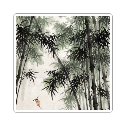 Contemplative Bamboo Grove Sticker - Sumi E Zen Art Print