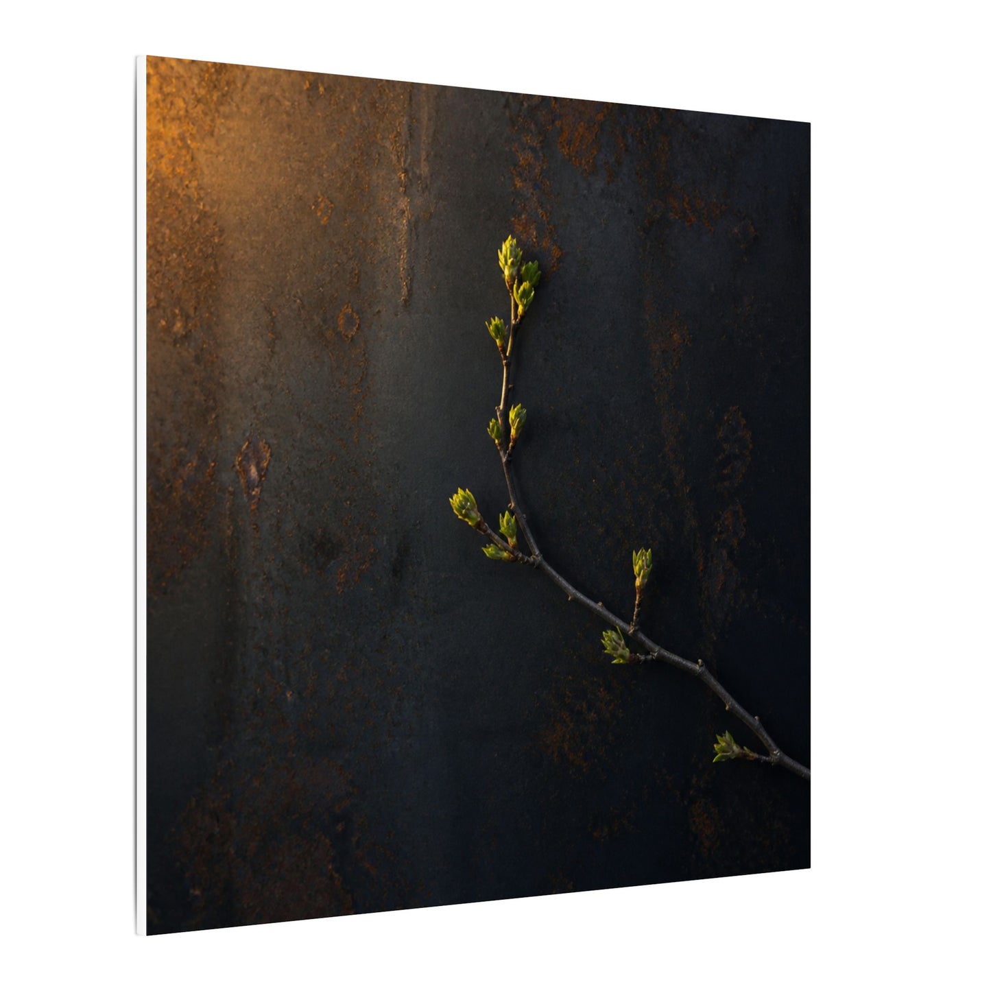Dark Japandi Rust Patina in Golden Hour | Moody Minimal Canvas Art