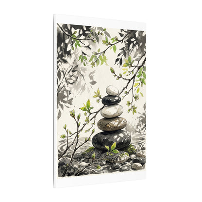 Spring River Stones Japanese Pattern Canvas Art | Elegant Decor